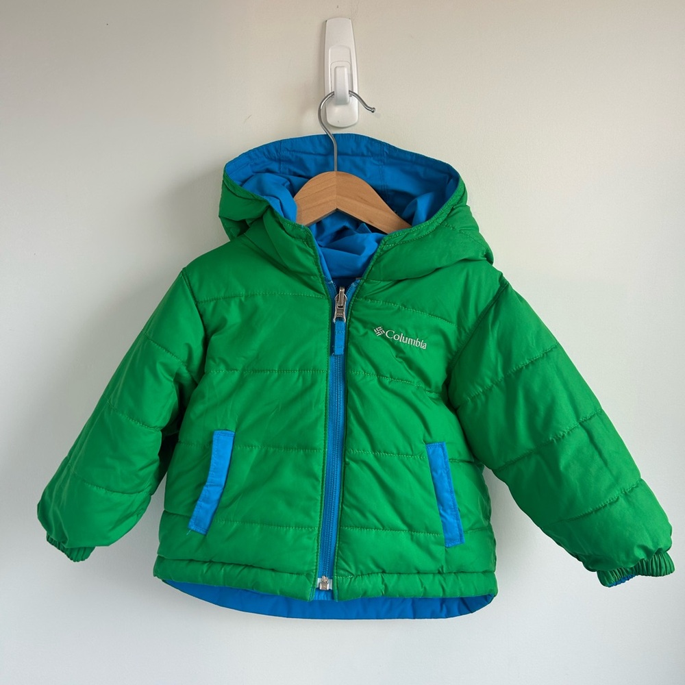 Columbia Double Sided Bright Green Jacket and Blue with Accents jacket